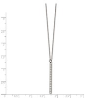 Chisel Stainless Steel Polished CZ Bar on a 16 Inch Cable Chain Necklace view 2