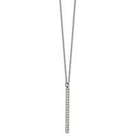 Chisel Stainless Steel Polished CZ Bar on a 16 Inch Cable Chain Necklace view 1
