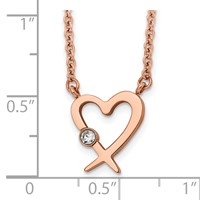 Chisel Stainless Steel Polished Rose IP-plated Necklace with Austrian Crystal Heart on a Cable Chain with a 2 Inch Extension, 16" view 3