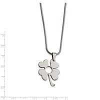 Stainless Steel Four Leaf Clover Pendant Necklace, 18" view 3