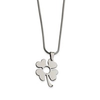 Stainless Steel Four Leaf Clover Pendant Necklace, 18" view 1