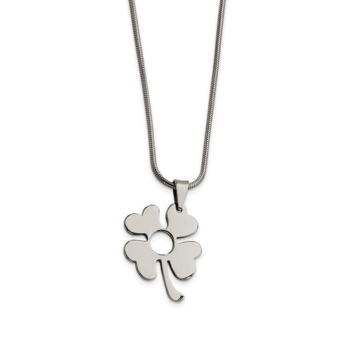 Stainless Steel Four Leaf Clover Pendant Necklace, 18"