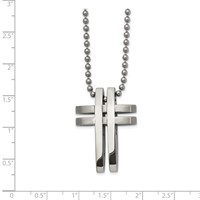 Stainless Steel Brushed and Polished Cross Necklace, 22" view 3