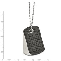 Chisel Stainless Steel Brushed Black Textured Leather 2 Piece Dog Tags on a Ball Chain Necklace, 22" view 2