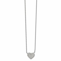 Chisel Stainless Steel Polished CZ Heart on a Cable Chain Necklace with a 2.5 Inch Extension, 17" view 1
