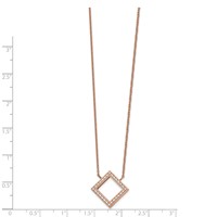 Chisel Stainless Steel Polished Rose IP-plated CZ Pendant on a Cable Chain Necklace with a 2.5 Inch Extension, 17" view 2
