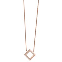 Chisel Stainless Steel Polished Rose IP-plated CZ Pendant on a Cable Chain Necklace with a 2.5 Inch Extension, 17" view 1