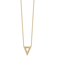 Chisel Stainless Steel Polished Yellow IP-plated CZ Triangle on a Cable Chain Necklace with 2.5 Inch Extension, 17" view 1