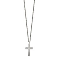 Chisel Stainless Steel Polished CZ Cross Pendant on a Cable Chain Necklace, 20" view 2