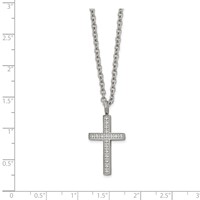 Chisel Stainless Steel Polished CZ Cross Pendant on a Cable Chain Necklace, 20" view 3
