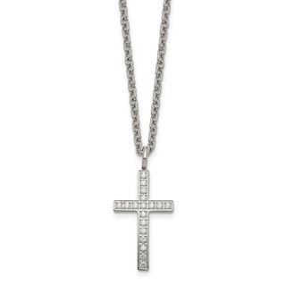 Stainless Steel CZ Cross Necklace
