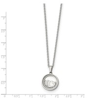 Chisel Stainless Steel Polished Floating Crystal Heart Pendant on a Cable Chain Necklace with a 2 Inch Extension, 16" view 2