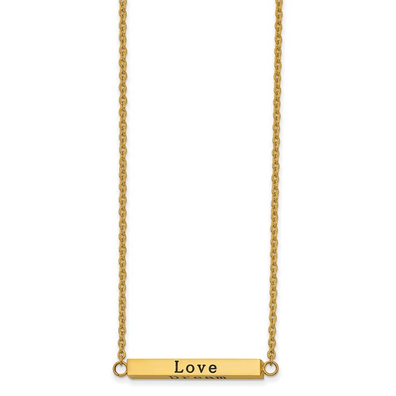 Chisel Stainless Steel Polished Yellow IP-plated Enameled with CZ ENJOY THE LITTLE THINGS Bar on a 16 inch Cable Chain with a 2 inch Extension Necklace
