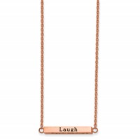 Chisel Stainless Steel Polished Rose IP-plated Enameled CZ Enjoy the Little Things Bar on a Cable Chain Necklace with a 2 Inch Extension, 16" view 2