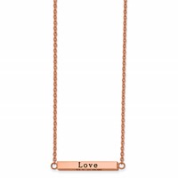 Chisel Stainless Steel Polished Rose IP-plated Enameled CZ Enjoy the Little Things Bar on a Cable Chain Necklace with a 2 Inch Extension, 16" view 3