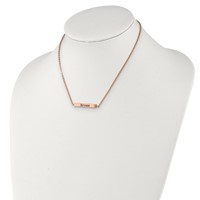 Chisel Stainless Steel Polished Rose IP-plated Enameled CZ Enjoy the Little Things Bar on a Cable Chain Necklace with a 2 Inch Extension, 16" view 4