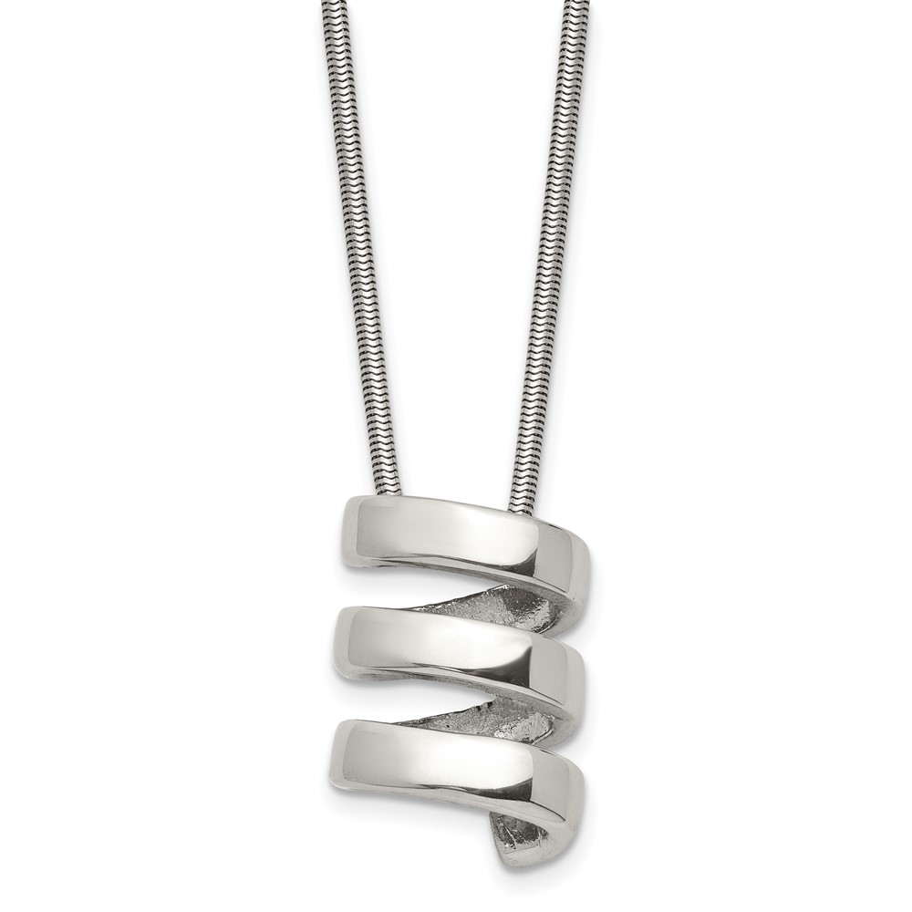 Chisel Stainless Steel Polished Fancy Twist Pendant on an Snake Chain Necklace, 18"