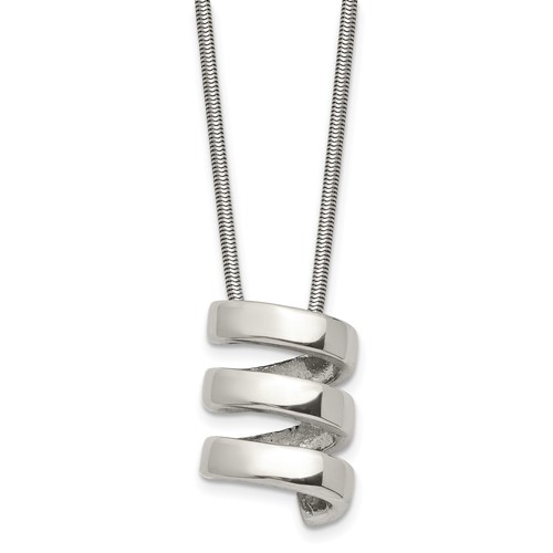 Chisel Stainless Steel Polished Fancy Twist Pendant on an Snake Chain Necklace, 18"