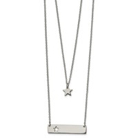Chisel Stainless Steel Polished Star and Bar Multi Strand Cable Chain Necklace with a 1.5 Inch Extension, 15.5" view 1