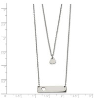 Chisel Stainless Steel Polished Heart and Bar Multi Strand Cable Chain Necklace with a 1.5 Inch Extension, 15.5" view 3