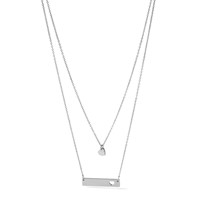 Chisel Stainless Steel Polished Heart and Bar Multi Strand Cable Chain Necklace with a 1.5 Inch Extension, 15.5" view 4