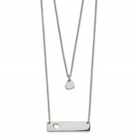 Chisel Stainless Steel Polished Heart and Bar Multi Strand Cable Chain Necklace with a 1.5 Inch Extension, 15.5" view 1