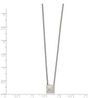 Stainless Steel Polished Pendant Square Stud Necklace with 2 in Ext, 16" view 2