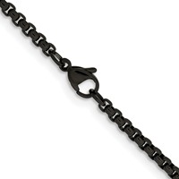 Chisel Stainless Steel Polished Black IP-plated Box Chain, 18" view 3