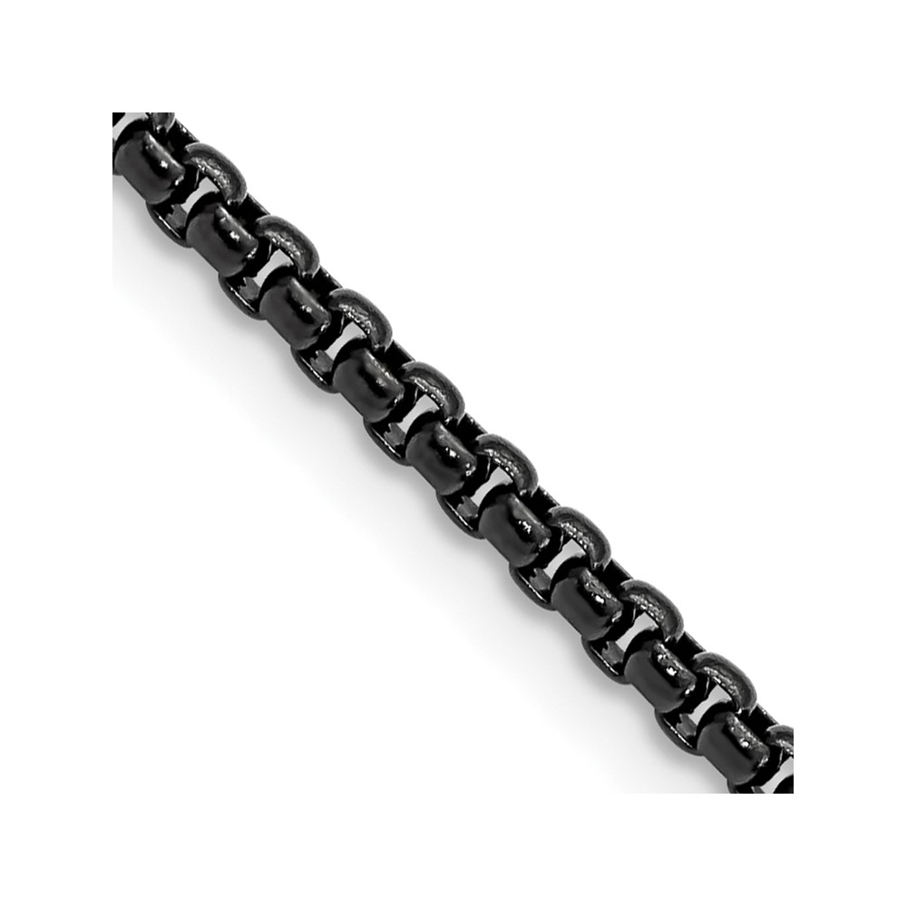 Chisel Stainless Steel Polished Black IP-plated Box Chain, 18"