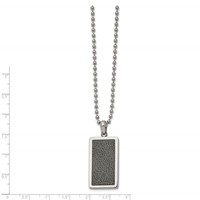 Chisel Stainless Steel Polished Necklace with Black Stoving Varnish Rectangle Dog Tag on a Ball Chain - 22in view 2