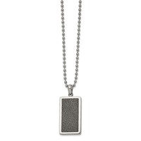 Chisel Stainless Steel Polished Necklace with Black Stoving Varnish Rectangle Dog Tag on a Ball Chain - 22in view 1