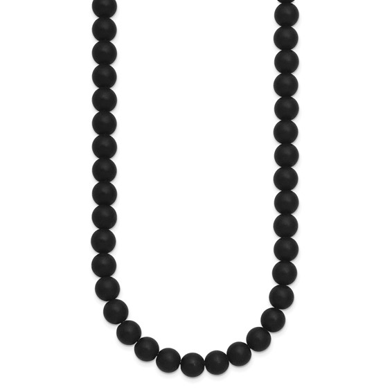 Chisel Stainless Steel Brushed with Black Agate and  Antiqued Clasp 27 inch Necklace