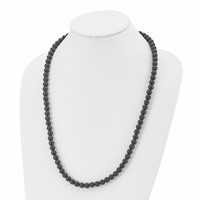 Chisel Stainless Steel Brushed Necklace with Black Agate and Antiqued Clasp, 27" view 3