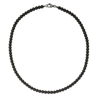 Chisel Stainless Steel Brushed Necklace with Black Agate and Antiqued Clasp, 27" view 4