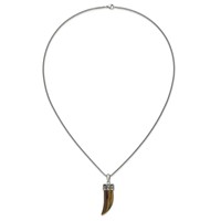 Chisel Stainless Steel Polished Tiger's Eye Horn Pendant on a 24 Inch Box Chain Necklace view 5