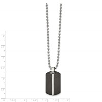 Chisel Stainless Steel Brushed and Polished Black IP-plated Dog Tag on a Ball Chain Necklace, 24" view 2