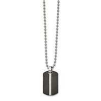 Chisel Stainless Steel Brushed and Polished Black IP-plated Dog Tag on a Ball Chain Necklace, 24" view 1