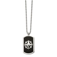 Chisel Stainless Steel Brushed and Polished Black IP-plated Compass Dog Tag on a Ball Chain Necklace, 24" view 1