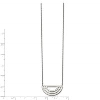 Stainless Steel Polished Half Circle Necklace with 2in Ext, 18" view 2