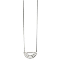 Stainless Steel Polished Half Circle Necklace with 2in Ext, 18" view 1