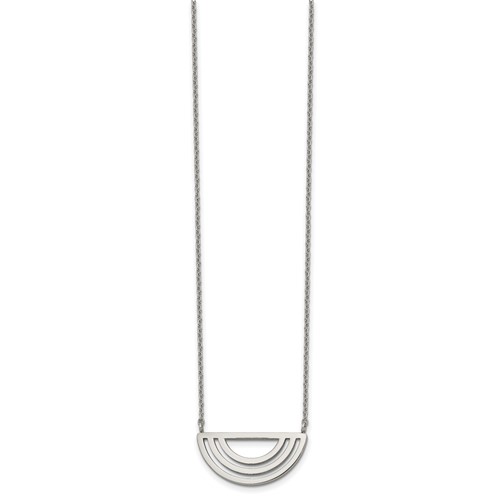 Stainless Steel Polished Half Circle Necklace with 2in Ext, 18"