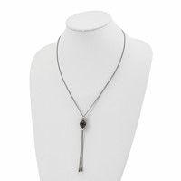 Chisel Stainless Steel Polished Black IP-plated Bead Tassel Adjustable to Snake Chain Necklace - 26in view 2