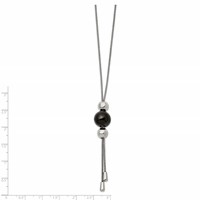 Chisel Stainless Steel Polished Black IP-plated Bead Tassel Adjustable to Snake Chain Necklace - 26in view 3