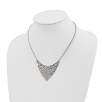 Stainless Steel Polished Fancy Dangle Bib Necklace, 17.75" view 2