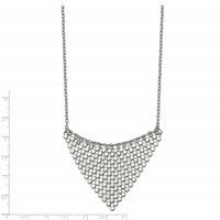 Stainless Steel Polished Fancy Dangle Bib Necklace, 17.75" view 3