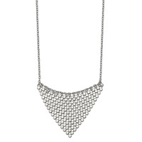 Stainless Steel Polished Fancy Dangle Bib Necklace, 17.75" view 1