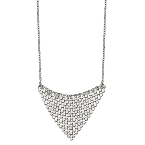 Stainless Steel Polished Fancy Dangle Bib Necklace, 17.75"