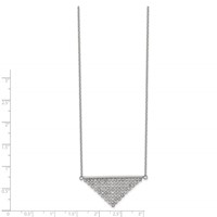 Stainless Steel Polished Preciosa Crystal Triangle Necklace with 2in Ext, 16" view 2