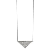 Stainless Steel Polished Preciosa Crystal Triangle Necklace with 2in Ext, 16" view 1