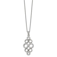 Chisel Stainless Steel Polished Preciosa Crystal Circles Pendant on a Cable Chain Necklace with a 2 Inch Extension, 16" view 1